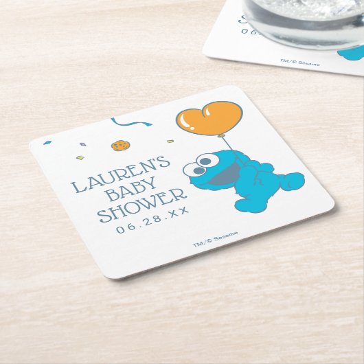 Sesamstraße | Cookie Monster Babydusche Rechteckiger Pappuntersetzer (angewinkelt)