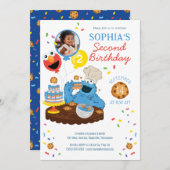 Sesamstraße | Cookie Monster Cake Foto Geburtstag Einladung (Vorne/Hinten)