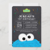 Sesamstraße | Cookie Monster Chalkboard Geburtstag Einladung (Vorderseite)