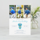 Sesamstraße | Cookie Monster Erster Geburtstag Einladung (Stehend Vorderseite)