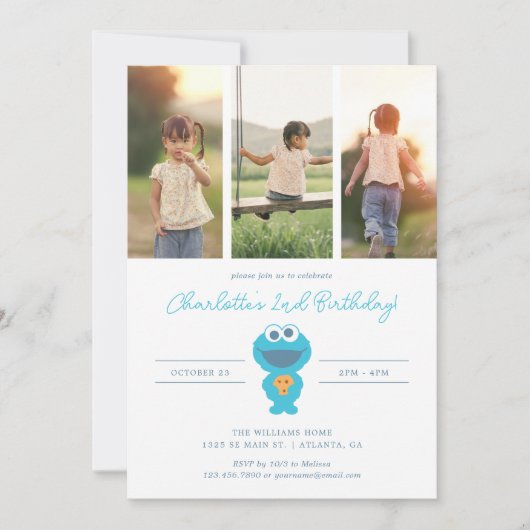 Sesamstraße | Cookie Monster Geburtstag Einladung (Vorderseite)