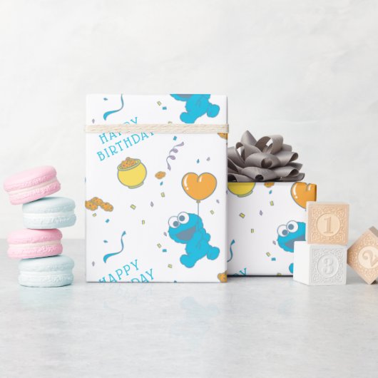Sesamstraße | Cookie Monster Geburtstag Geschenkpapier (Babyparty)