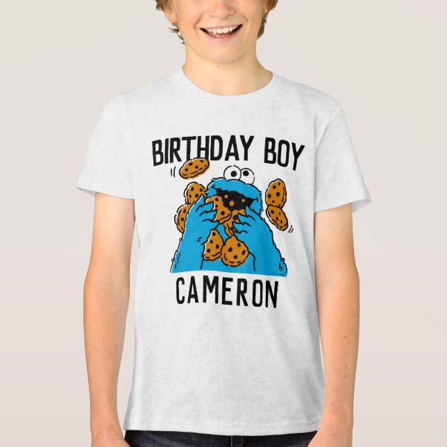 Sesamstraße | Cookie Monster Geburtstag Tri-Blend Shirt (Vorderseite)