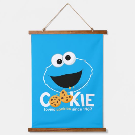 Sesamstraße | Cookie Monster Love Cookies Wandteppich Mit Holzrahmen (Vorderseite)