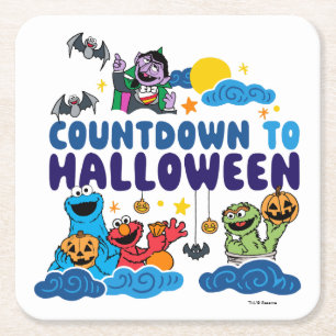 Sesamstraße Countdown bis Halloween Rechteckiger Pappuntersetzer