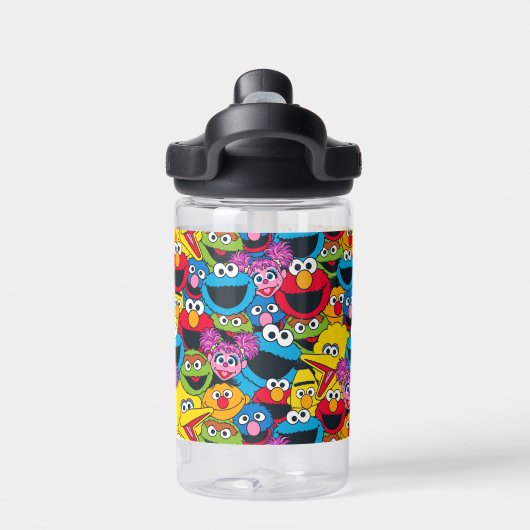 Sesamstraße Crew Pattern | Name hinzufügen Trinkflasche (Rückseite)