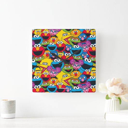 Sesamstraße Crew Pattern Quadratische Wanduhr (Zuhause)