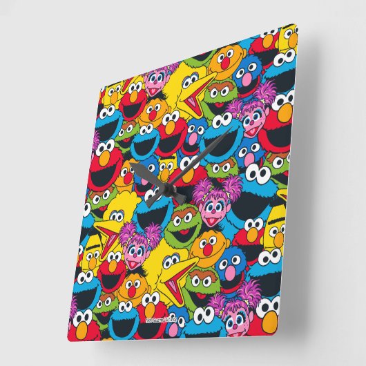 Sesamstraße Crew Pattern Quadratische Wanduhr (Winkel)