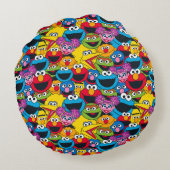 Sesamstraße Crew Pattern Rundes Kissen (Rückseite)
