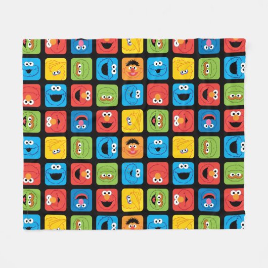 Sesamstraße Cubed Faces Pattern Fleecedecke (Vorderseite (Horizontal))