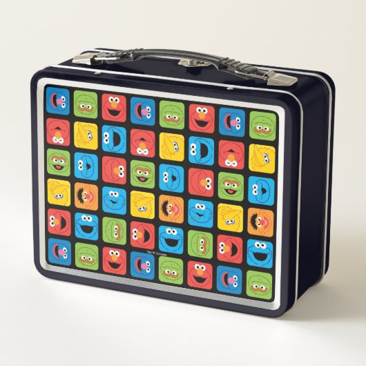 Sesamstraße Cubed Faces Pattern Metall Brotdose (Rückseite)