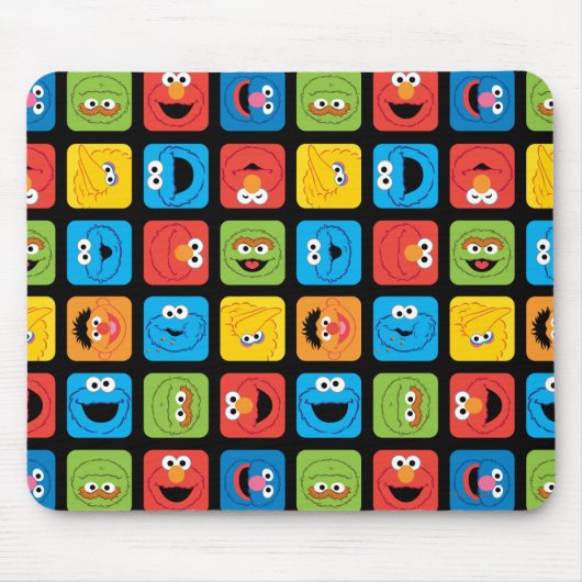 Sesamstraße Cubed Faces Pattern Mousepad (Vorne)