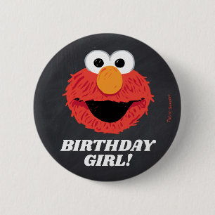 Sesamstraße Elmo Birthday Chalkboard Girl Button