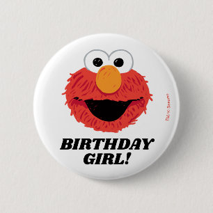 Sesamstraße   Elmo Birthday Chalkboard Girl Button