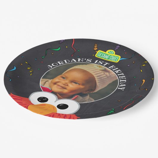 Sesamstraße | Elmo Birthday Chalkboard Pappteller (Schrägansicht)
