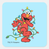 Sesamstraße | Elmo Christmas Lights Quadratischer Aufkleber (Vorderseite)
