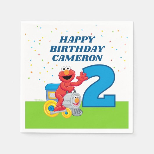 Sesamstraße Elmo Chugga Chugga Zwei Zwei Geburtsta Serviette (Vorderseite)