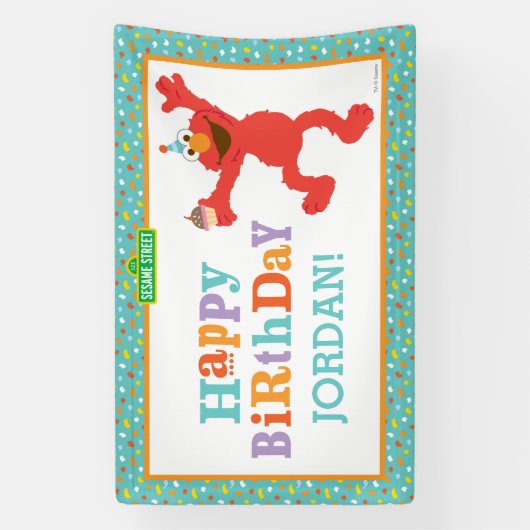 Sesamstraße | Elmo - Cupcake & Confetti Geburtstag Banner (Vertikal)