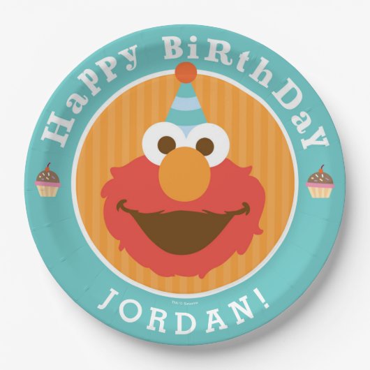 Sesamstraße | Elmo - Cupcake & Confetti Geburtstag Pappteller (Vorderseite)