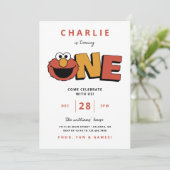 Sesamstraße | Elmo - Erster Geburtstag Einladung (Stehend Vorderseite)