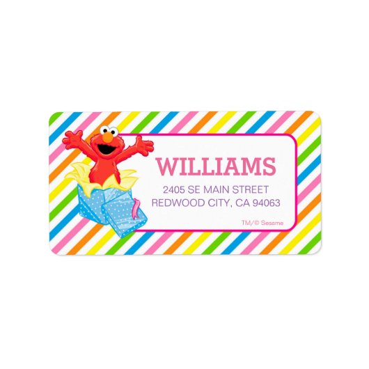 Sesamstraße | Elmo Girls Regenbogen Streifen Adressaufkleber (Vorne)
