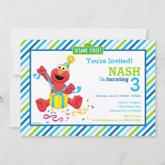 Sesamstraße | Elmo - Jungen zum Geburtstag gestrei Einladung