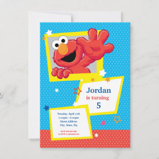 Sesamstraße | Elmo - Polka Dot & Stars Geburtstag Einladung