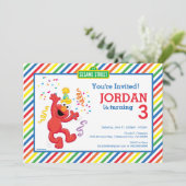 Sesamstraße | Elmo - Rainbow 3. Geburtstag Einladung (Stehend Vorderseite)