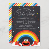 Sesamstraße | Elmo Rainbow Baby Shower Einladung (Vorne/Hinten)