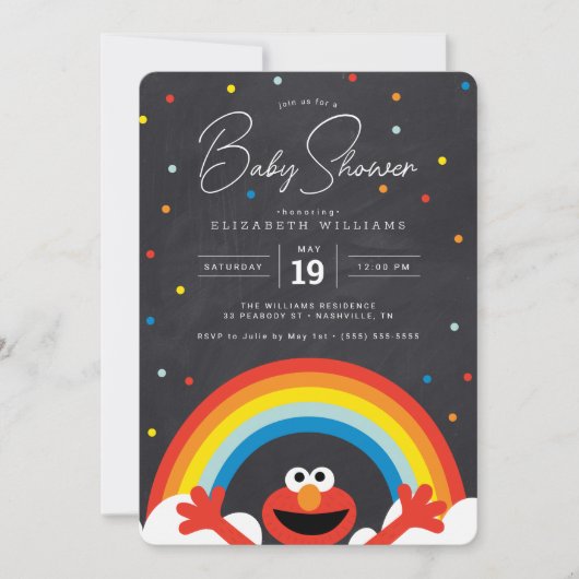 Sesamstraße | Elmo Rainbow Baby Shower Einladung (Vorderseite)