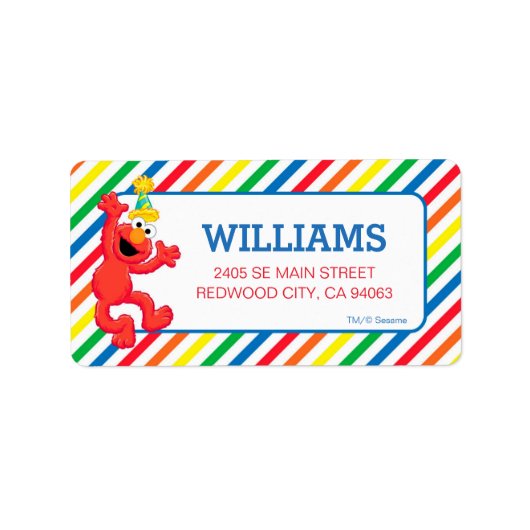 Sesamstraße | Elmo — Rainbow Birthday Adressaufkleber (Vorne)