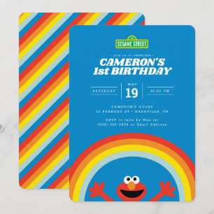 Sesamstraße   Elmo Rainbow Birthday Einladung