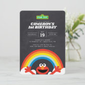 Sesamstraße | Elmo Rainbow Birthday Einladung (Stehend Vorderseite)