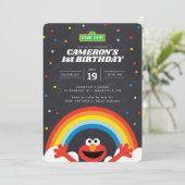 Sesamstraße | Elmo Rainbow Birthday Einladung (Stehend Vorderseite)