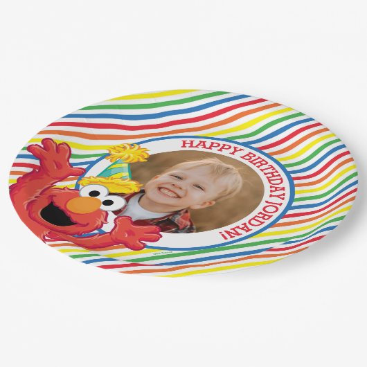 Sesamstraße | Elmo — Rainbow Birthday Pappteller (Schrägansicht)