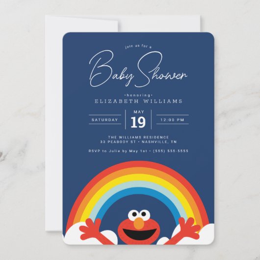 Sesamstraße | Elmo Rainbow Boy Baby Shower Einladung (Vorderseite)