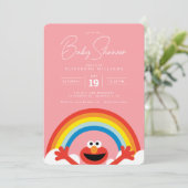 Sesamstraße | Elmo Rainbow Girl Baby Shower Einladung (Stehend Vorderseite)