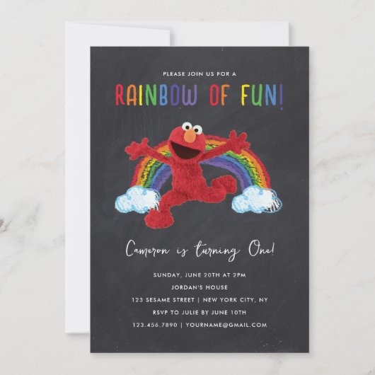 Sesamstraße - Elmo Rainbow of Fun Birthday Einladung (Vorderseite)