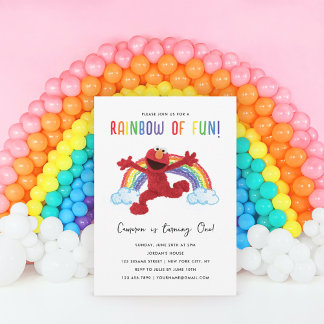 Sesamstraße - Elmo Rainbow of Fun Birthday Einladung