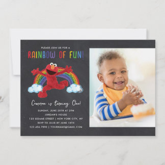 Sesamstraße - Elmo Rainbow of Fun Birthday Foto Einladung