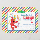 Sesamstraße | Elmo - Regenbogen 1. Geburtstag Einladung (Vorne/Hinten)