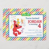 Sesamstraße | Elmo - Regenbogen 4. Geburtstag Einladung (Vorne/Hinten)