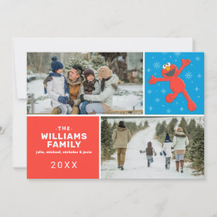 Sesamstraße   Elmo-Schneeflocken-Familienfoto Feiertagskarte