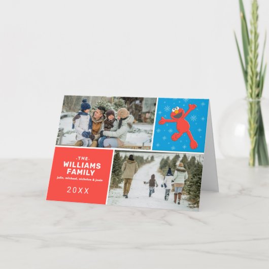 Sesamstraße | Elmo Snowflake Family Foto Karte (Vorderseite)