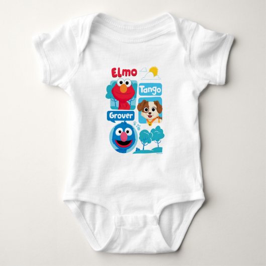 Sesamstraße | Elmo, Tango, & Grover Park Graphic Baby Strampler (Vorderseite)