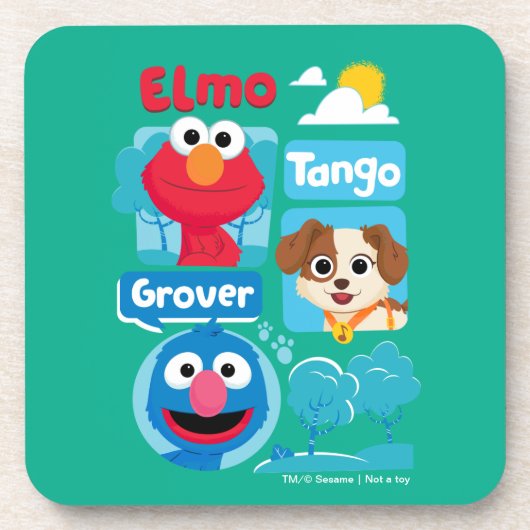 Sesamstraße | Elmo, Tango, & Grover Park Graphic Getränkeuntersetzer (Vorderseite)