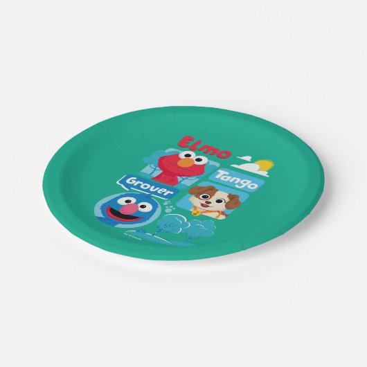 Sesamstraße | Elmo, Tango, & Grover Park Graphic Pappteller (Schrägansicht)