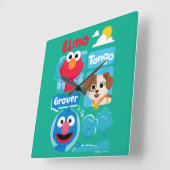 Sesamstraße | Elmo, Tango, & Grover Park Graphic Quadratische Wanduhr (Winkel)