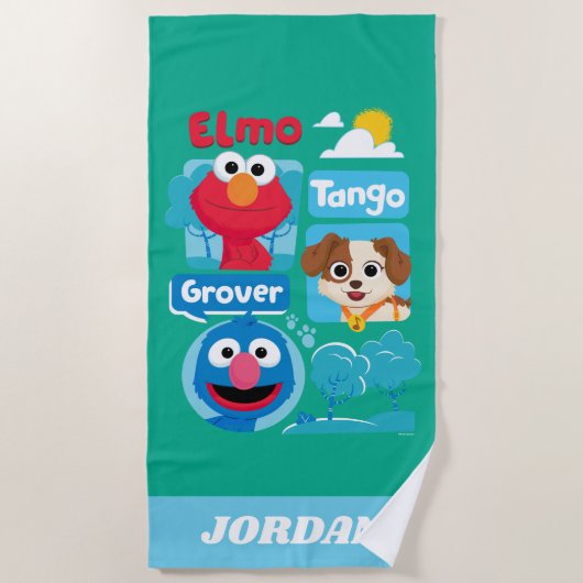 Sesamstraße | Elmo, Tango, & Grover Park Graphic Strandtuch (Vorderseite)