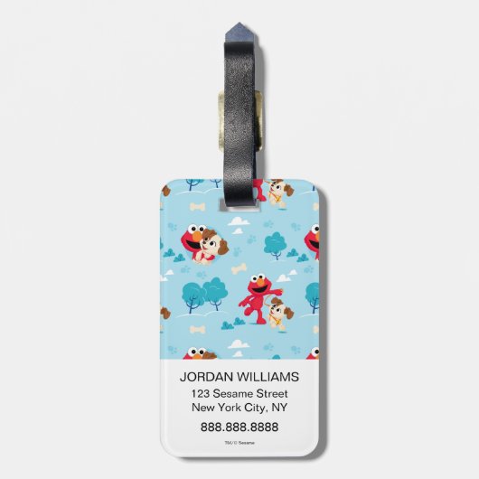 Sesamstraße | Elmo & Tango Muster Gepäckanhänger (Rückseite vertikal)
